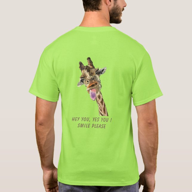 Funny Giraffe T-Shirt - Custom Text (Back)