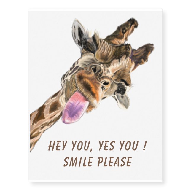 Funny Giraffe Temporary Tattoos Custom Text (Front)
