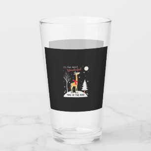 Funny Giraffe The Most Wonderful Time Christmas T- Glass
