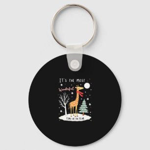 Funny Giraffe The Most Wonderful Time Christmas T- Keychain