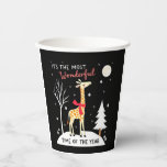 Funny Giraffe The Most Wonderful Time Christmas T- Paper Cups