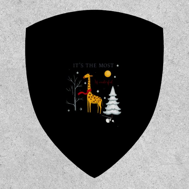 Funny Giraffe The Most Wonderful Time Christmas T- Patch (Front)