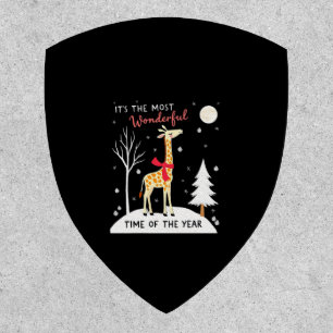 Funny Giraffe The Most Wonderful Time Christmas T- Patch
