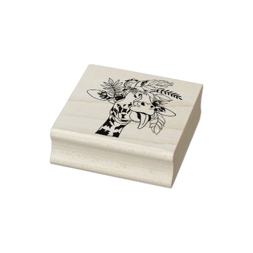 Funny Giraffe Tongue hand drawn Rubber Stamp