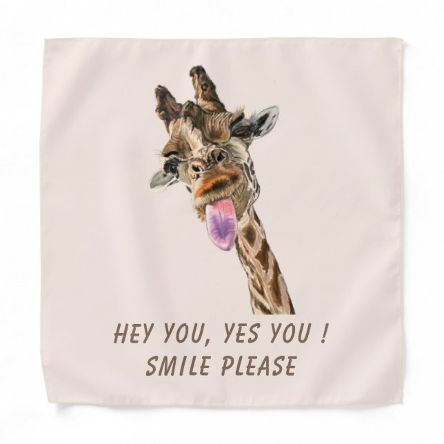 Funny Giraffe Tongue Out and Playful Wink Cartoon  Bandana (Front)