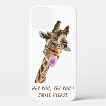 Funny Giraffe Tongue Out And Playful Wink Cartoon  Iphone 12 Pro Case by Migned at Zazzle