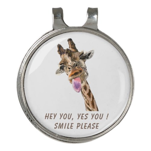 Funny Giraffe Tongue Out and Playful Wink Cartoon  Golf Hat Clip