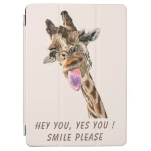 Funny Giraffe Tongue Out and Playful Wink Cartoon  iPad Air Cover