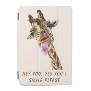 Funny Giraffe Tongue Out and Playful Wink Cartoon iPad Mini Cover