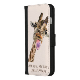 Funny Giraffe Tongue Out and Playful Wink Cartoon  iPhone 8/7 Plus Wallet Case
