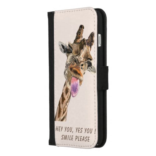 Funny Giraffe Tongue Out and Playful Wink Cartoon  iPhone 87 Plus Wallet Case