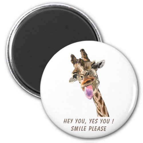 Funny Giraffe Tongue Out and Playful Wink Cartoon  Magnet