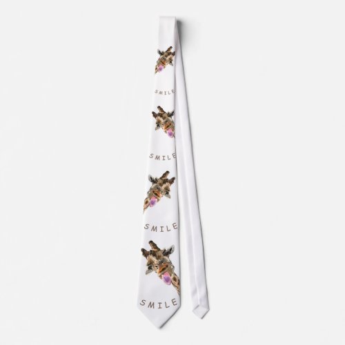 Funny Giraffe Tongue Out and Playful Wink _ Cool Neck Tie