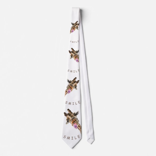 Funny Giraffe Tongue Out and Playful Wink - Cool Neck Tie (Front)