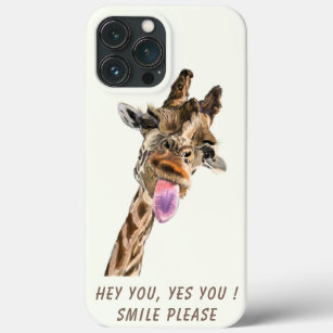 Funny Giraffe Tongue Out and Playful Wink - Fun iPhone 13 Pro Max Case