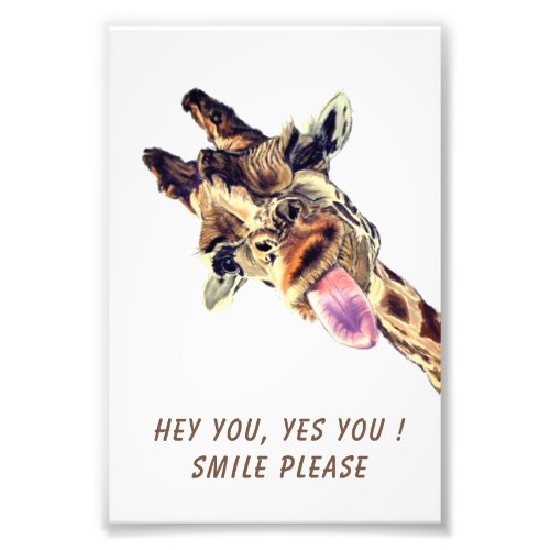 Funny Giraffe Tongue Out and Playful Wink _ Fun Photo Print