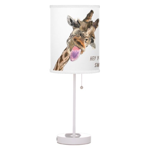 Funny Giraffe Tongue Out and Playful Wink _ Fun Table Lamp