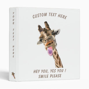 Funny Giraffe Tongue Out and Playful Wink - Smile 3 Ring Binder