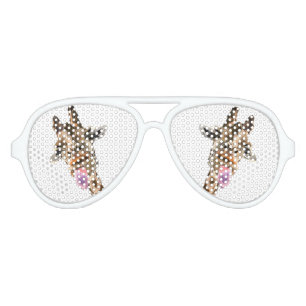 Funny Giraffe Tongue Out and Playful Wink - Smile  Aviator Sunglasses