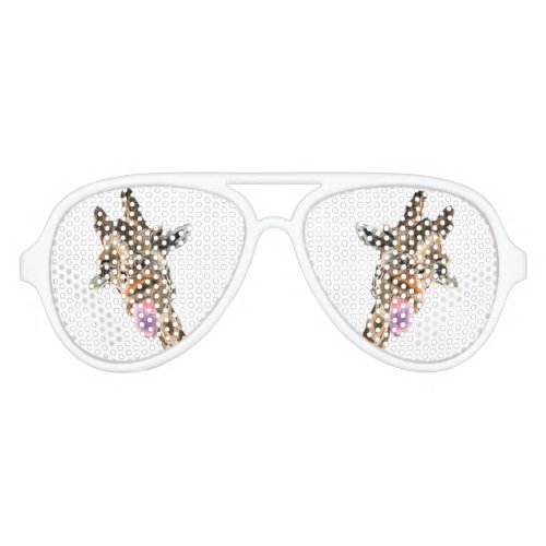 Funny Giraffe Tongue Out and Playful Wink _ Smile  Aviator Sunglasses