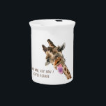 Funny Giraffe Tongue Out and Playful Wink - Smile  Beverage Pitcher<br><div class="desc">Funny Giraffe Tongue Out and Playful Wink - Smile Animal Cartoon Drawing - Choose / Add Your Unique Text / Font / Color - Make Your Special Gift - Resize and move or remove and add elements / image with customization tool ! - Drawing and Design by MIGNED. You can...</div>