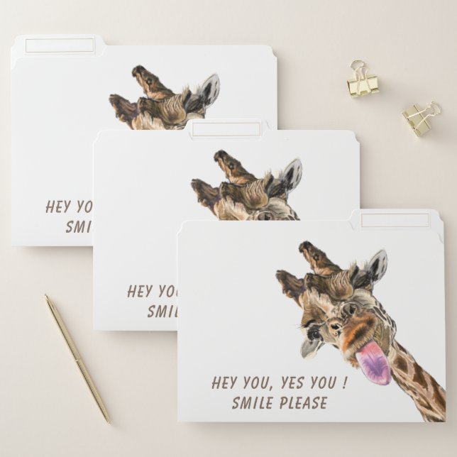 Funny Giraffe Tongue Out and Playful Wink - Smile  File Folder (Set)