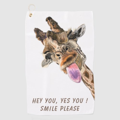 Funny Giraffe Tongue Out and Playful Wink _ Smile  Golf Towel
