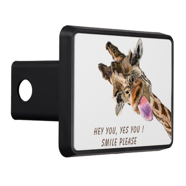 Funny Giraffe Tongue Out and Playful Wink - Smile  Hitch Cover (Right)