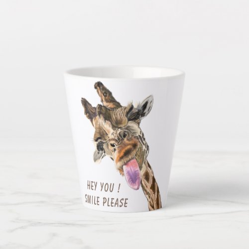 Funny Giraffe Tongue Out and Playful Wink _ Smile  Latte Mug