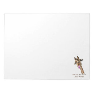 Funny Giraffe Tongue Out and Playful Wink - Smile Notepad