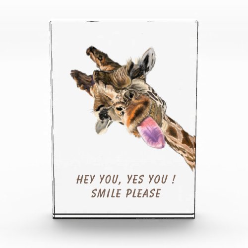 Funny Giraffe Tongue Out and Playful Wink _ Smile  Photo Block