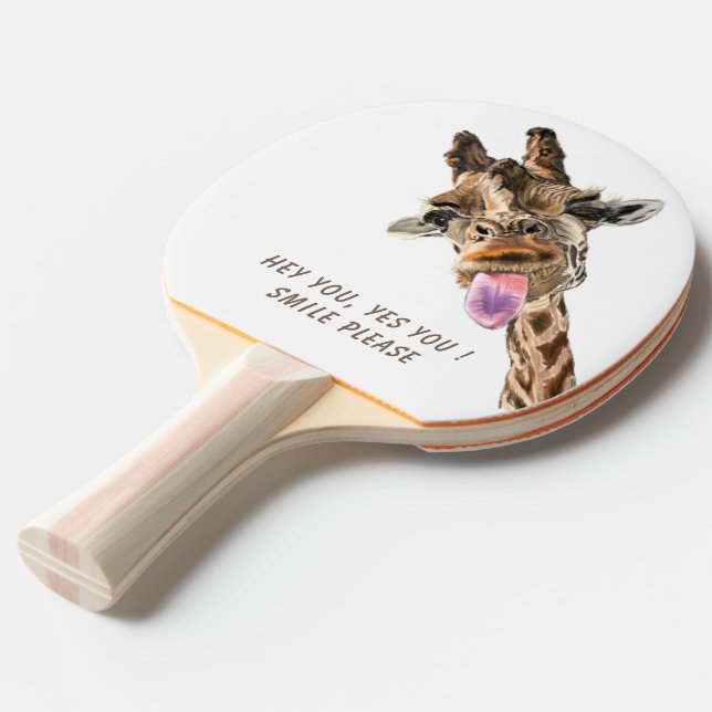 Funny Giraffe Tongue Out and Playful Wink - Smile  Ping Pong Paddle (Front Angle)