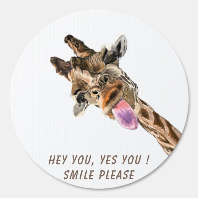 Funny Giraffe Tongue Out and Playful Wink - Smile  Sign (Front)