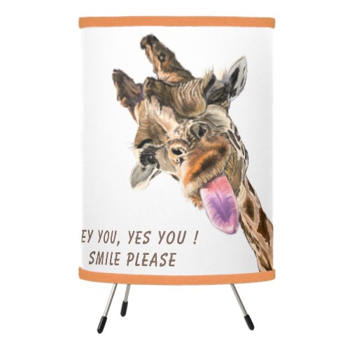 Funny Giraffe Tongue Out and Playful Wink _ Smile  Tripod Lamp