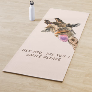 Funny Giraffe Tongue Out and Playful Wink - Smile  Yoga Mat