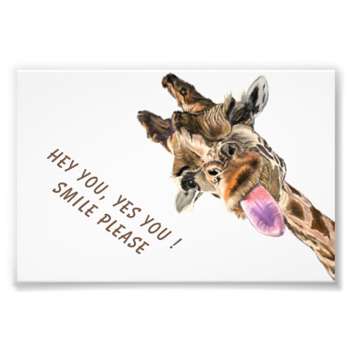 Funny Giraffe Tongue Out Custom Text Photo Print