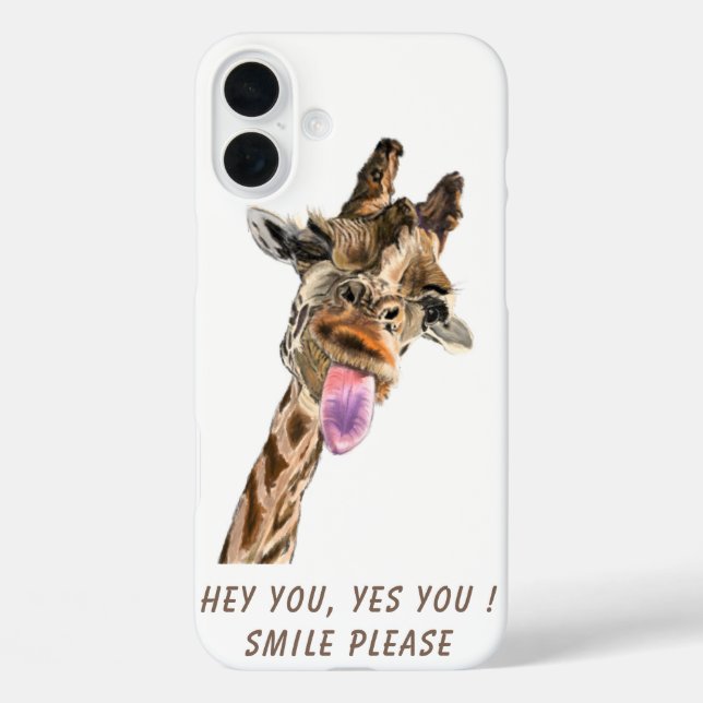 Funny Giraffe Tongue Out Personalized Text Case-Mate iPhone Case (Back)