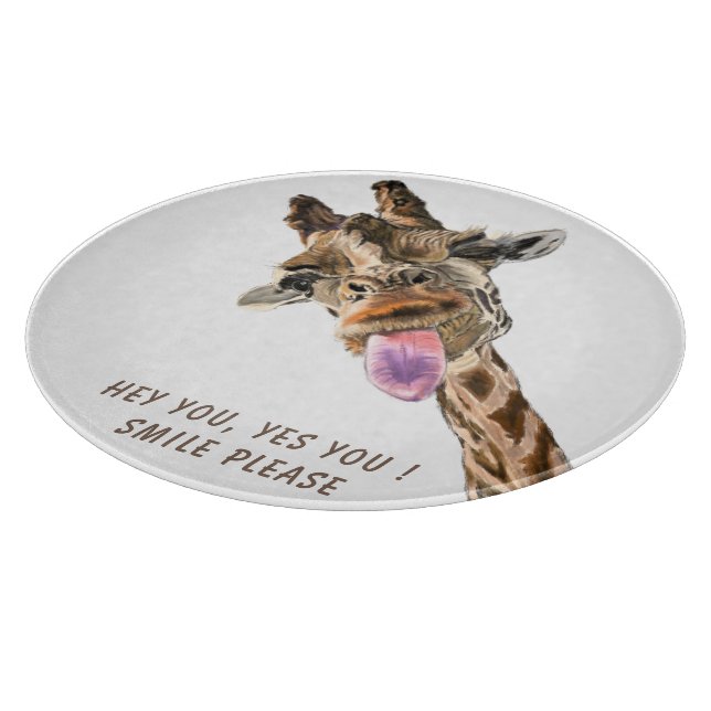 Funny Giraffe Tongue Out Playful Cutting Board (Corner)