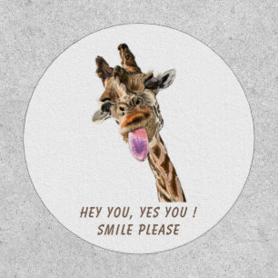Funny Giraffe Tongue Out Playful Patch