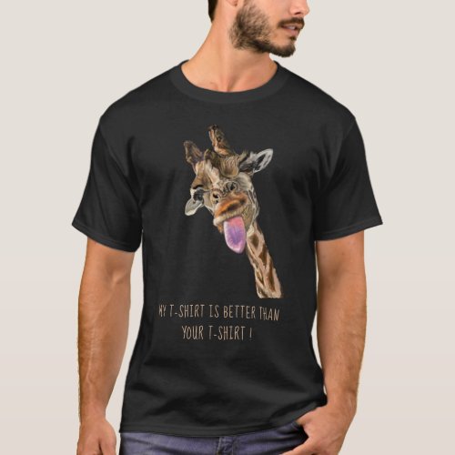Funny Giraffe Tongue Out Playful T_Shirt Gift 