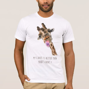 Funny Giraffe Tongue Out Playful Wink - Add Text T-Shirt