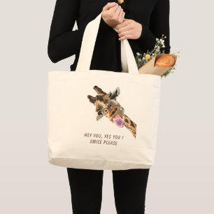 Funny Giraffe Tote Bag - Custom Text