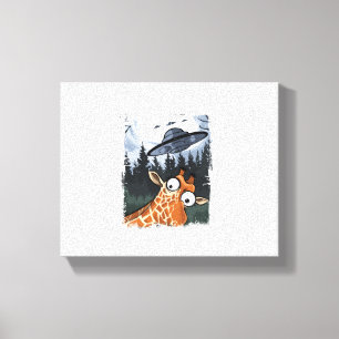 Funny Giraffe UFO Zoo Animal Weird Meme Graphic  _ Canvas Print