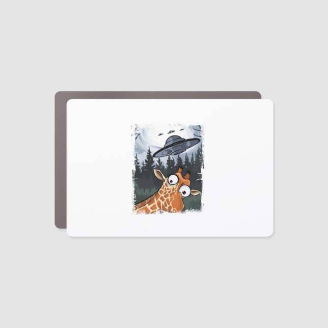Funny Giraffe UFO Zoo Animal Weird Meme Graphic  _ Car Magnet (Front)
