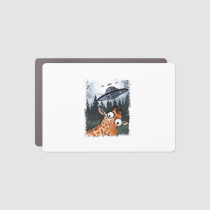 Funny Giraffe UFO Zoo Animal Weird Meme Graphic _ Car Magnet