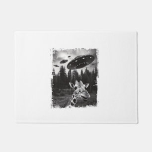 Funny Giraffe UFO Zoo Animal Weird Meme Graphic Doormat