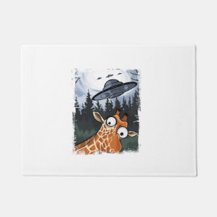 Funny Giraffe UFO Zoo Animal Weird Meme Graphic _ Doormat
