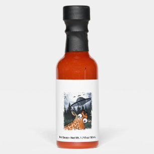 Funny Giraffe UFO Zoo Animal Weird Meme Graphic _ Hot Sauces
