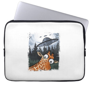 Funny Giraffe UFO Zoo Animal Weird Meme Graphic _ Laptop Sleeve