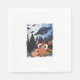 Funny Giraffe UFO Zoo Animal Weird Meme Graphic Napkins